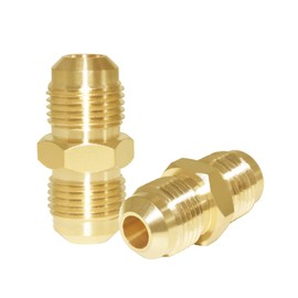 Joywayus Brass Flare Tube Fitting Coupling Gas Adapter 3/8"Flare Male x 3/8" Flare Male Pipe Connector (Pack of 2)