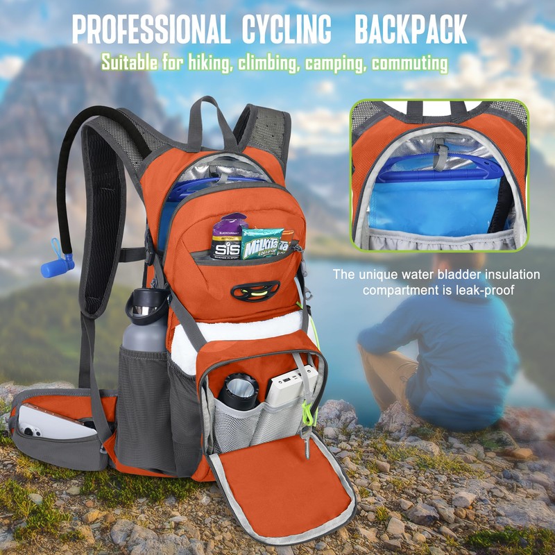 Multipurpose Hydration Backpack with 3L Water Bladder, High Flow Bite