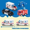 JOYIN 4 Packs Emergency Vehicle Toy Playsets, Friction Powered Vehicles