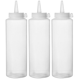 HENDI Dispenser Bottle, Quantity: 3, Easy Squeeze, for Sauces, Squeeze Bottle, Squeeze Bottle, Dosing Bottle, 700 ml, Diameter 70 x (H) 240 mm, Polyethylene, Polypropylene Cap, Transparent