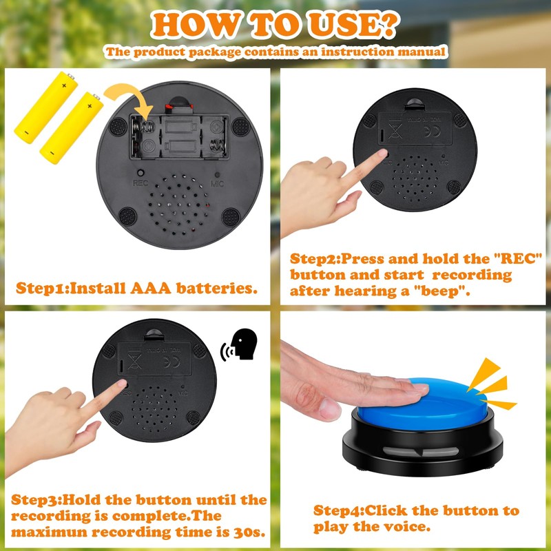 4 Pcs Game Buzzers for Trivia Games Show Answer Recordable