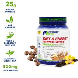 Performance Inspired Diet & Energy Whey Protein – 25G Clean Protein – L-Carnitine & Leucine – Digestive Enzymes – Green Tea Extract – Gluten-Free – 1g Sugar – Vanilla Latte – 2.4 lb