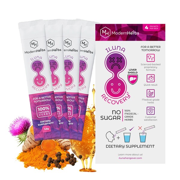 ILUNA Recovery All-Natural Hangover Relief with Milk Thistle & Premium