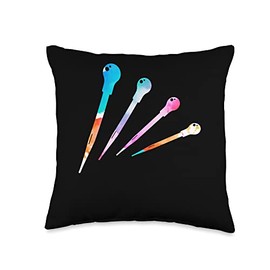Science Pipettes Microscope Watercolor Female Scientist Lab Throw Pillow