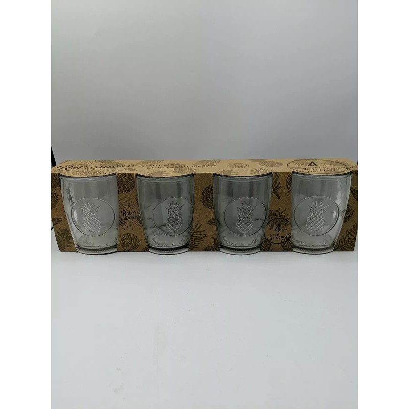Home Essentials Retroware Pineapple Glasses (Set Of 4) Rock 13