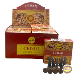 Sreevani Natural Masala Incense Cones and Holder Bundle, 120 Cones Total, Cedar
