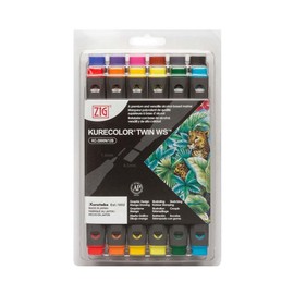 Zig KC3000N12B1 Kurecolor Basic Twin Ws Marker Set - 6.5mm & 1mm, Set of 12, Twin Tip