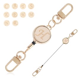 Shirizu Expandable Reel Strap, Key Holder, Heavy Duty, Key Reel, Cute, Carabiner, Compact, Lightweight, Key Holder, Zinc Alloy Reel Key Holder, Telescopic Chuck Reel Rope Key Holder, Leather, Fishing