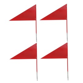 CIYODO 4pcs Solid Color Triangle Iron Stick Game Marker Flags for Outdoor School Sports Shot Put Flag Fixed Iron Base for Easy Visibility Competitions Red