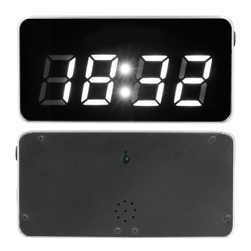 Desk Clock Glass Mirror Luminous Function LED Display Perpetual Calendar