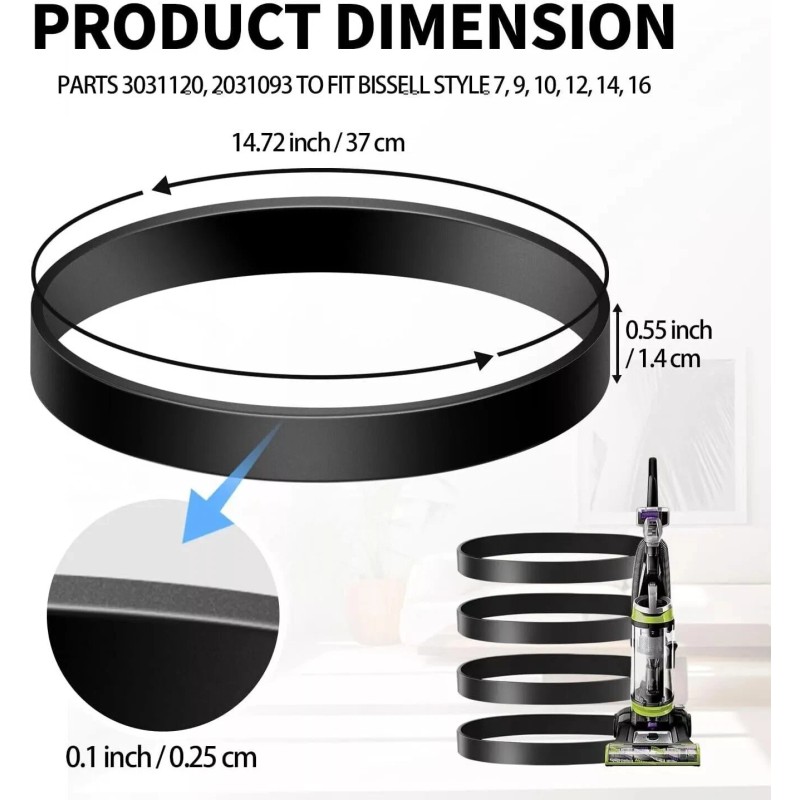 Not Supplied Vacuum Belt 4 Pack for Bissell Style 7/9/10