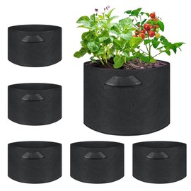 FLYZY Nonwoven Pot Planter Felt Planting Bag 1-20 Gallon Garden Garden Garden Cultivation Vegetable Cultivation Promotion 6 Sets (5 Gallon, Height 25cm x Diameter 30cm)