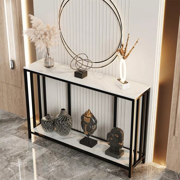 UNHO Slate Narrow Long Console Table Skinny Table Behind Sofa