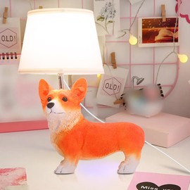 Kariosid Corgi Table Lamp,Unique Animal Lamps for Kids Bedroom,Resin Dog Bedside Table Light with 360°Rotating Lamp Head,Modern Desk Light for Adults,Bedroom,Living Room,Cute Puppy Shaped Desk Light