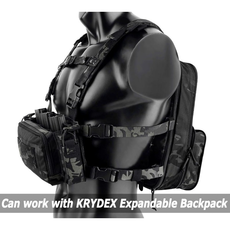 KRYDEX Tactical Chest Rig with Triple 5.56/7.62 Mag Pouch Insert
