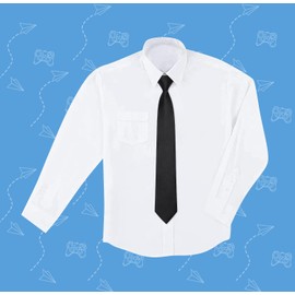 Enlision Boys Ties Black Solid Color Pre-Tied Kids Necktie for Age 8-12 Adjustable Woven Formal Kids Tie for Wedding School Graduation