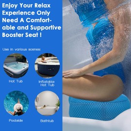 Hot Tub Booster Seat for Adults, 5 Inch Thick Supportive Cushion with Non-Slip Bottom, Weighted for Quick Sink Without Float, Spa Booster Seat for Hot Tub (Including Inflatable), Pool, Bathtub
