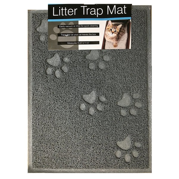 Quality Gray Cat Litter Trap Mat, Non-Slip Backing, Dirt Catcher, Soft on Paws, Easy to Clean
