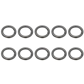 10 Pcs Spring O Rings, 40 mm Round Carabiner Snap, Zinc Alloy Buckle O Clips for DIY, Keyrings, Bags, Camping, Black