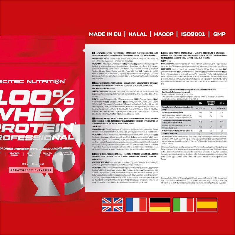 Scitec Nutrition Protein 100% Whey Protein Professional, Strawberry, 500 g