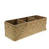 ABOOFAN Handwoven Storage Basket Three Compartment Desktop Organizer Box for