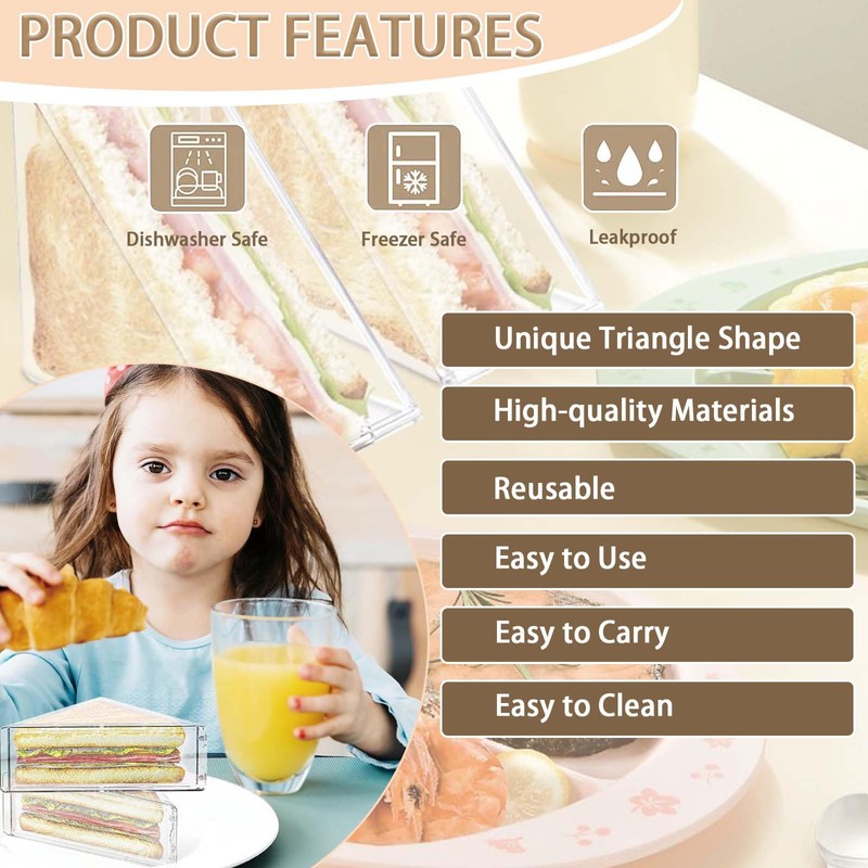 Gudemoore 2 PCS Reusable Sandwich Box with Lid & Towel,