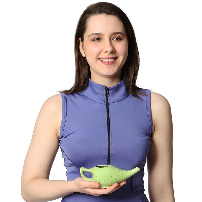 HealthGoodsAU - Freckle Pattern Green Ceramic Neti Pot for Nasal