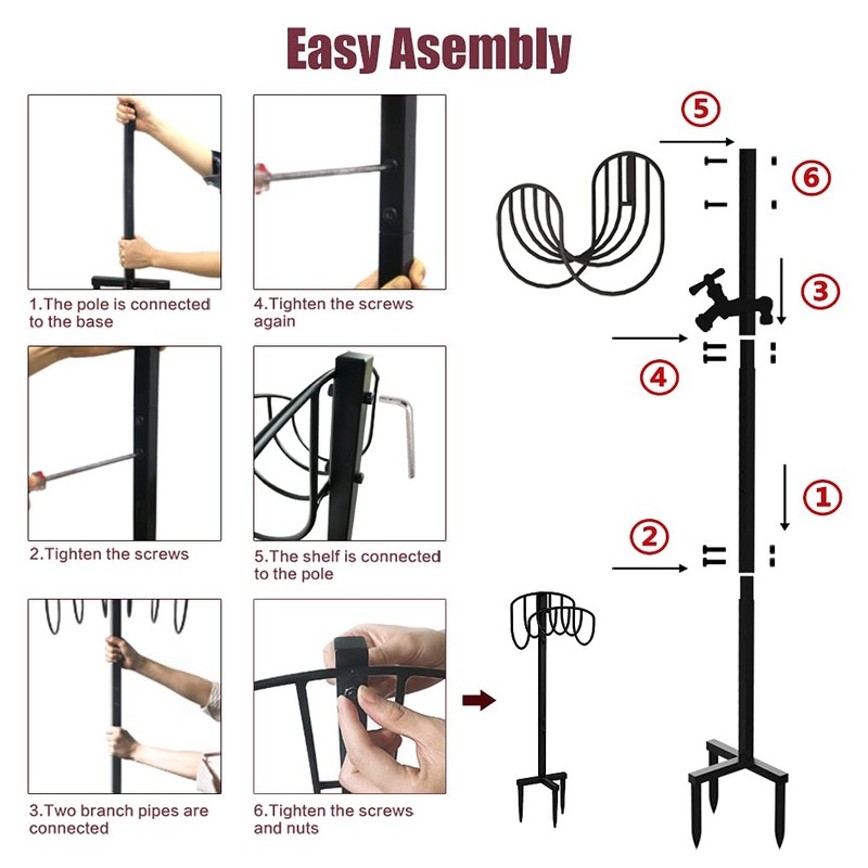 Artigarden Freestanding Garden Hose Holder Stake with Brass Faucet, Heavy