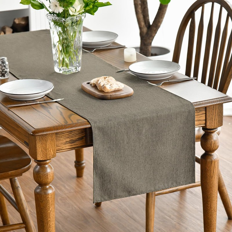 Artoid Mode Coffee Brown Table Runner, Seasonal Fall Washable Kitchen
