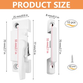 JEEJINYAN 10 Pack Cam Action White Window Sash Locks, Security Window Latches Replacement Sash Lock, Replacement Sash Lock for Horizontal Sliding Windows and Vinyl Single or Double Windows