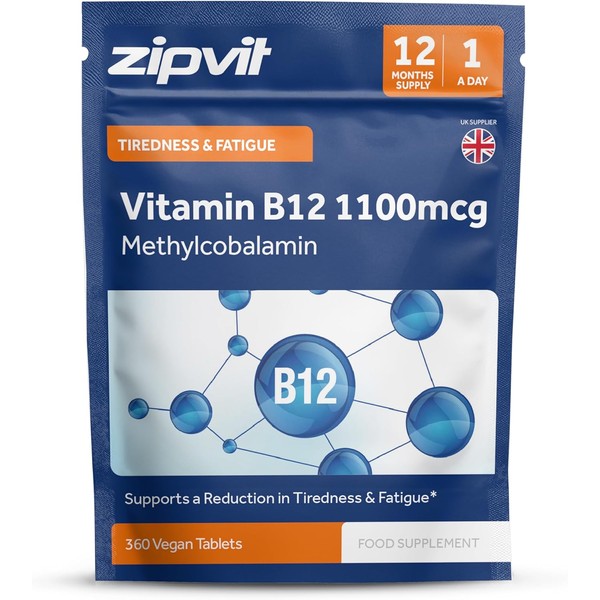Zipvit Vitamin B12 Tablets High Strength 1100mcg, 1 Year Supply,