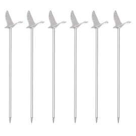 Stainless Steel Greylag Goose Martini Cocktail Picks for Fruit,Cocktail,Party,Wedding Set of 6 (Silver)