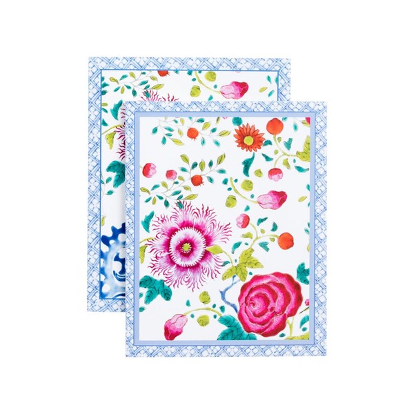 Caspari Floral Porcelain Assorted Boxed Note Cards - 8 Note