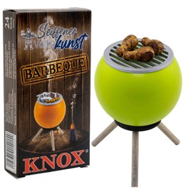 Seiffener Volkskunst Smoker Oven Grill Oven Smoking Figure 10 cm Grill + Incense Cones BBQ Smoker Grill with Chicken Legs Green + Knox