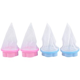 Laundry Bag, 4 Pieces Floating Laundry Lint Pet Hair Remover Filter Mesh Bag for Washing Machine Blue and Pink