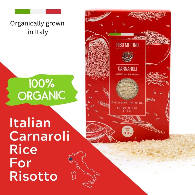 RISO MITTINO Organic Carnaroli Rice For Risotto 1 KG Pack