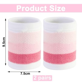 2 Pairs Of Striped Wristbands, Sports Wristbands, Anti-Sweat Wristbands, Color-Blocked Wristbands, Elastic Sweat-Absorbent Bands, Water-Absorbent Wristbands, Suitable For Sports And Fitness