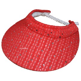 Cushees Sparkle Coil Back Sun Visor (621) (Red)