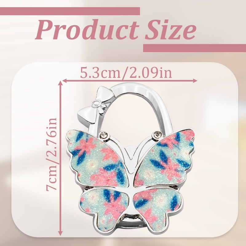 2 Pcs Butterfly Desk Bag Hooks, Butterfly Shaped Foldable Bag
