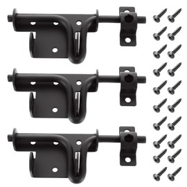 LDXDRU 3 Pack Slide Bolt Gate Latch, 6.5" Fence Door Latch, Heavy Duty Gate Lock Latch for Indoor & Outdoor Wooden Fence, Shed Door, PVC Fence, Barn, Black Finish