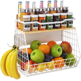 Magnetic Shelf for Fridge with Wider & Thicker Magnet, 1 Pack Refrigerator Organizer Storage Basket for Fruit, Onion, Potato, Spice Rack, Kitchen, Laundry, Pantry (White, 13.77" x 6.77" x 11.81")