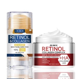 2PCS Face and Neck Cream Stick & Retinol Collagen Cream, Retinol & Collagen Neck Facial Care Stick, Day & Night Neck Facial Care Stick, Tighten and Lift Neck Cream, Fade Neck & Face Line