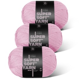 Acrylic Yarn for Crocheting & Knitting - Crochet Yarn for Crocheting, Knitting Yarn, Soft Yarn for Crocheting, 3 Pack of 370 Yards Yarn for Knitting & Amigurumi, Medium Worsted Weight Yarn 4, Pink