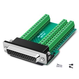 ATMLCOER DB44 Connector,Female D-SUB Header to 44-pin Port Terminal Adapter Breakout Board No Soldering Needed,with Bolts