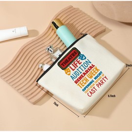 Theatre Life Cosmetic Bag Makeup Bag Pouch Theater Gifts Musical Theatre Drama Lover Gifts Comedy Tragedy Mask Bag for Women Actor Actress Teacher Friends Sister Bestie Mom Beach Birthday Graduation
