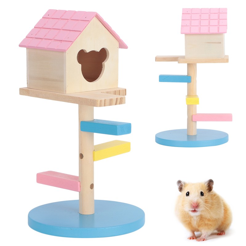 Hamster Loft Toy Wooden Durable Odorless Hamster House Climbing Ladders