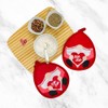 Valentine Kitchen Pot Holders Set: Gnomes in Red Black and