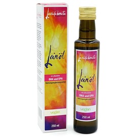 250 ml frisches Leinöl mit pflanzlicher DHA und EPA I 100% frisch aus 1. Pressung in Deutschland I Reich an Omega-3-Fettsäuren I vegan, Rohkost, laktosefrei & glutenfrei, zuckerfrei