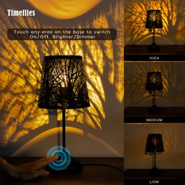 Table Lamp with Dimmer, 3 Levels Dimmable Touch Switch, Black Shadow Table Lamp, Cool Night Light for Kids, Bedroom Nightstands Lamp, Lamp for Living Room End Tables