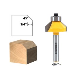 YONICO Chamfer Router Bits Edge Forming 45 Degree 1/4-Inch Shank 13104q
